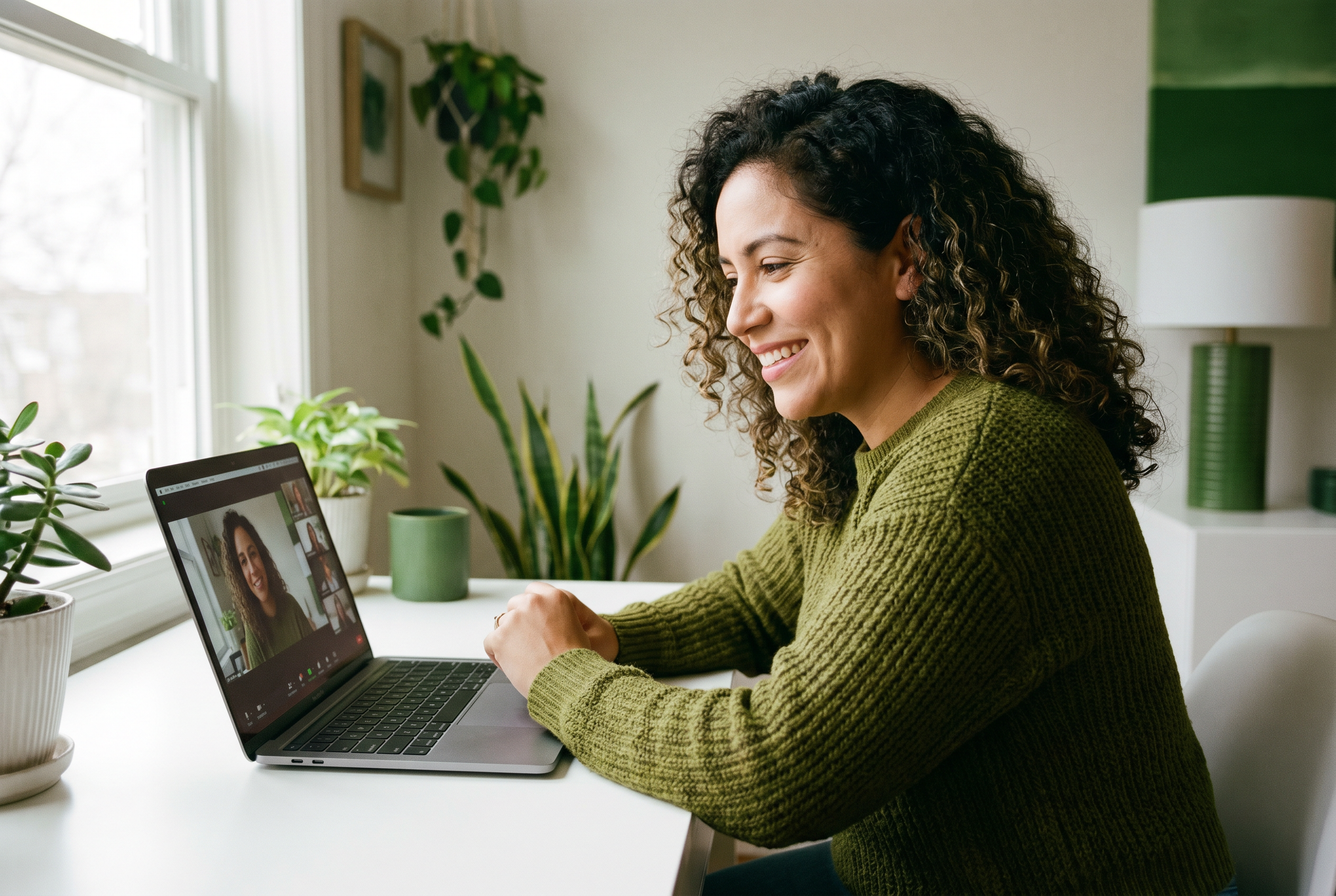 Estudiante en sesión de inglés online